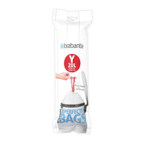 Sacchetti PerfectFit Brabantia codice Y 20 litri - bianco rotolo da 20 sacchetti - 116742